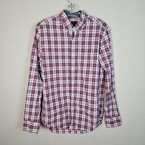J.CREW Tartan Cotton Button Down Shirt Womens Size Small Plaid Red Long Sleeve